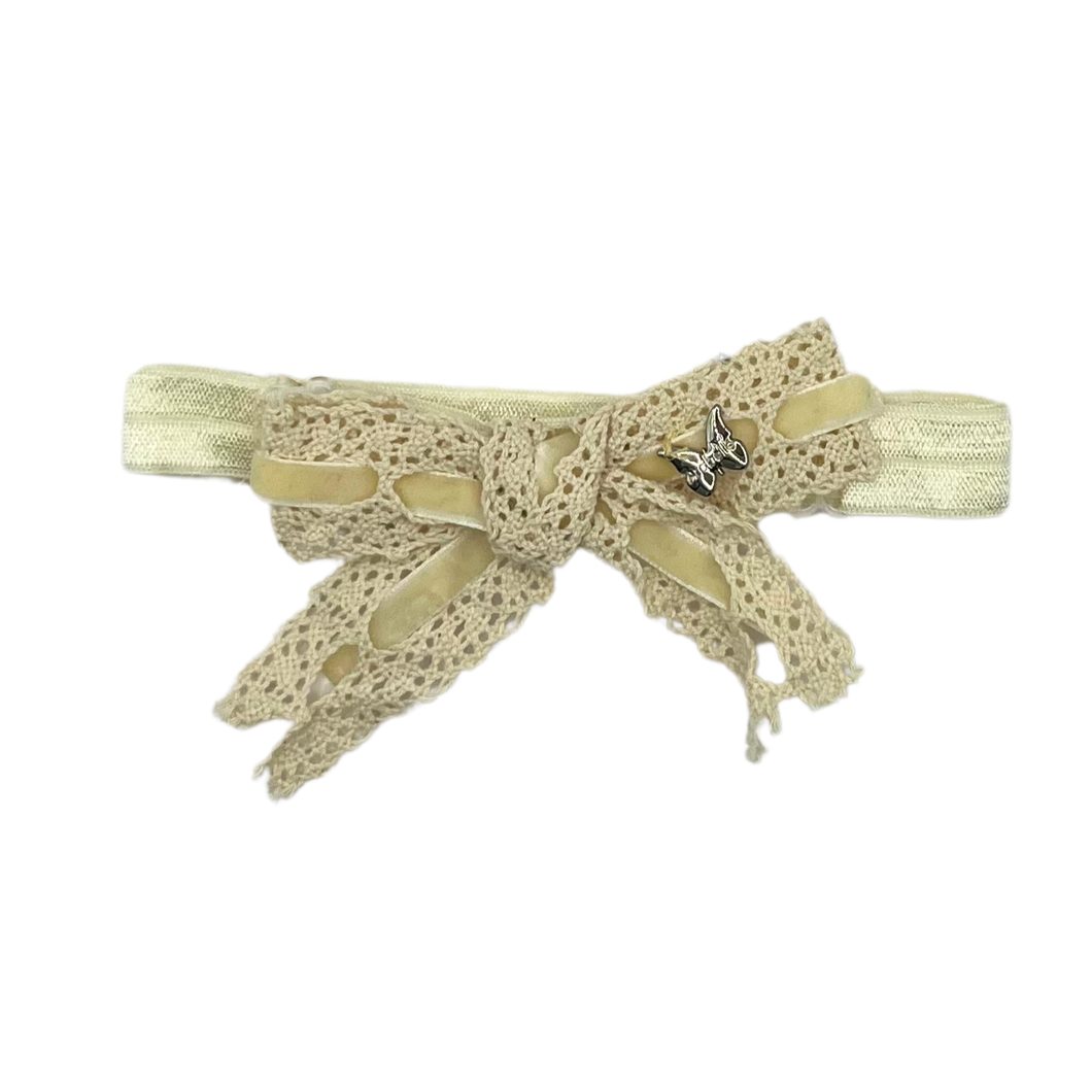 Velvet Lace Baby Band - Ivory