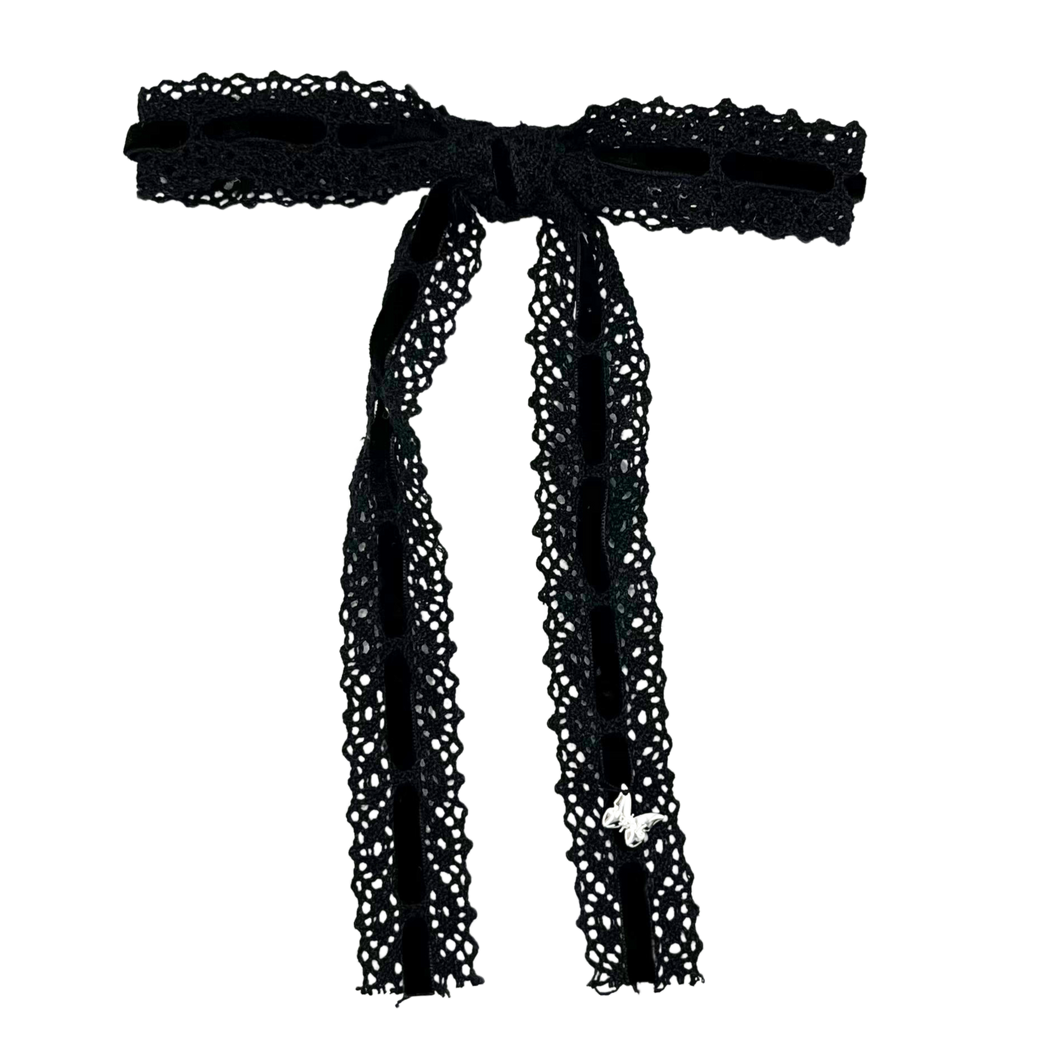 Velvet Lace Large Clip - Black