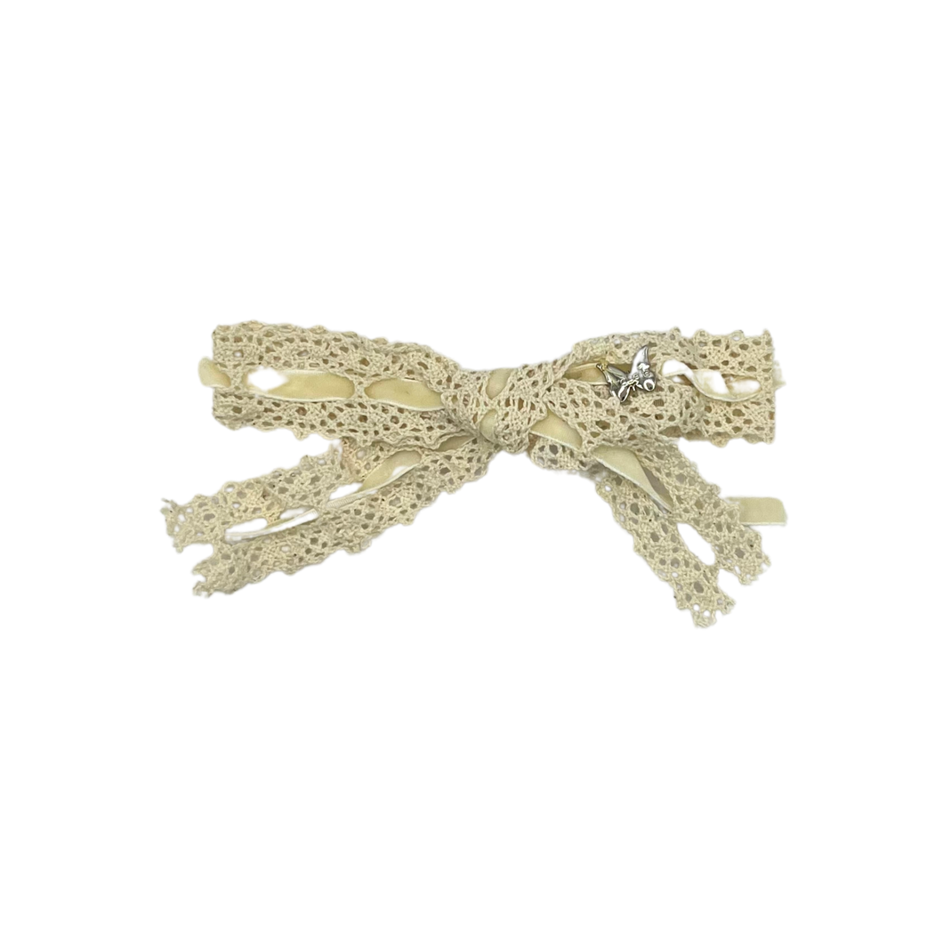 Velvet Lace Medium Clip - Ivory