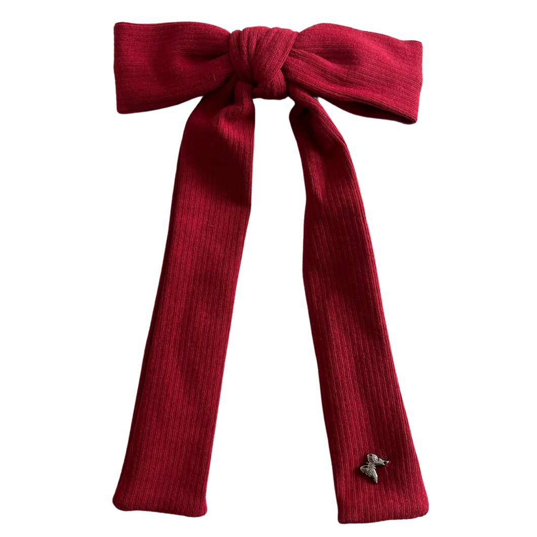 Ribbed Cotton Large Clip - Burgandy