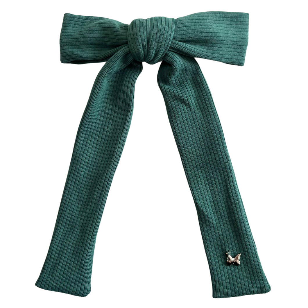 Ribbed Cotton Large Clip - Green