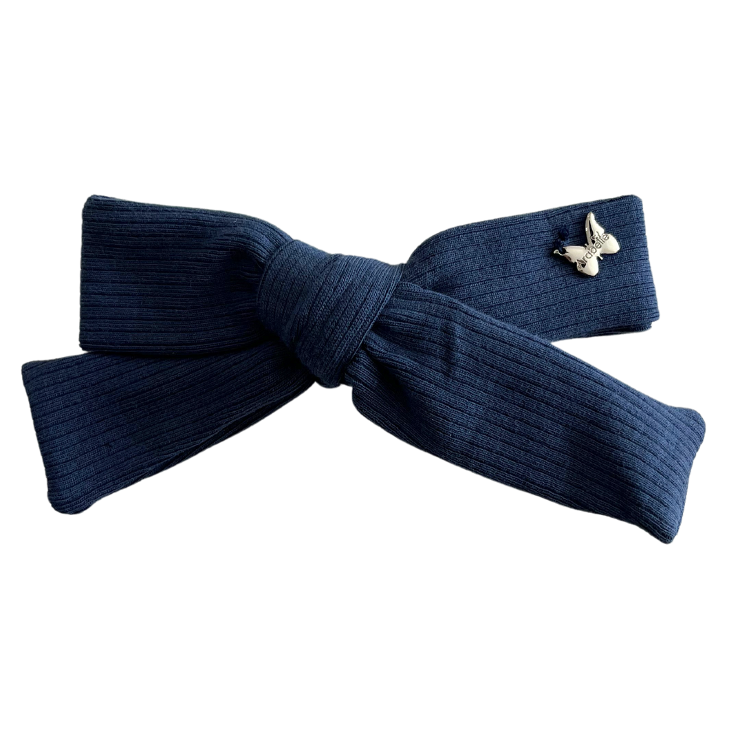 Ribbed Cotton Medium Clip - Navy