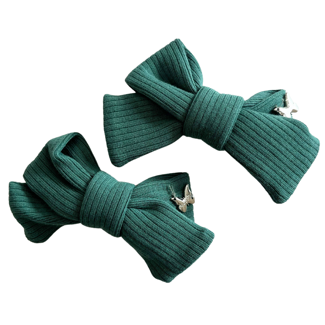 Ribbed Cotton Mini Clip Set - Green