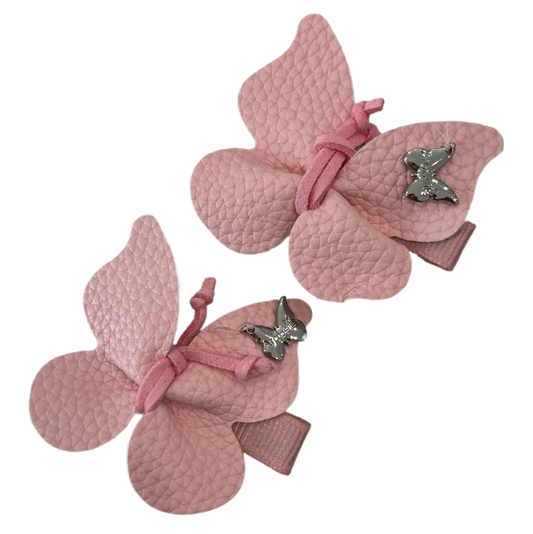 Leather Butterfly Mini Clip Set - Blush