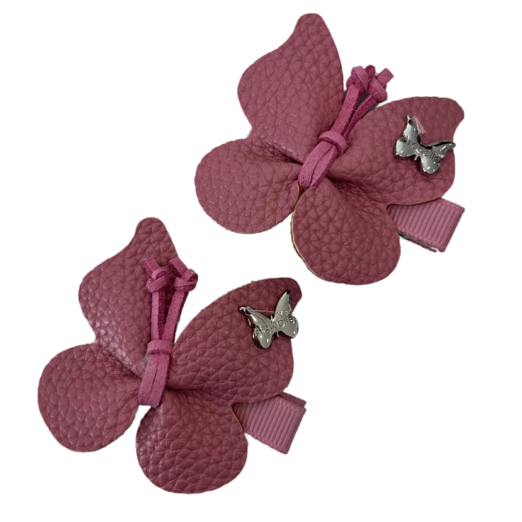 Leather Butterfly Mini Clip Set - Dark Lavender