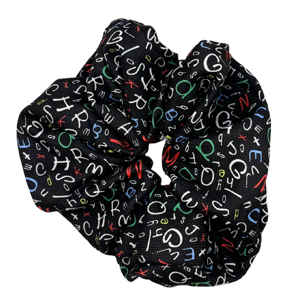 ABC Print Oversized Scrunchie - Black